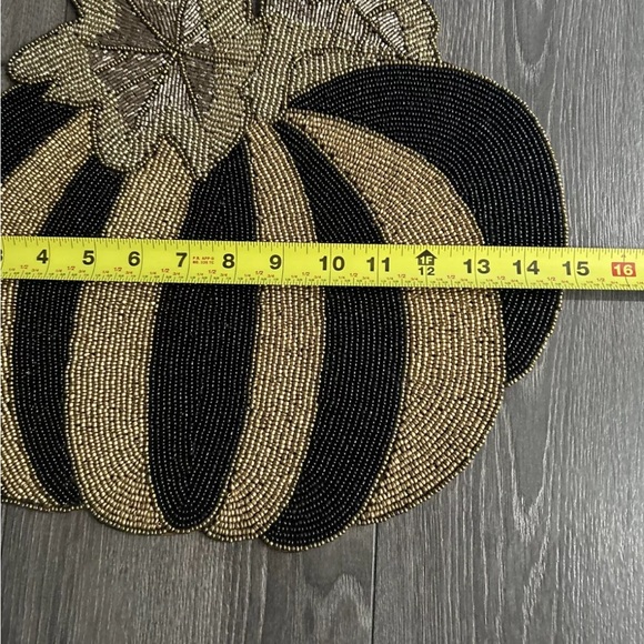 One Mackenzie Childs gold black beaded pumpkin placemats 4 available - Picture 3 of 4